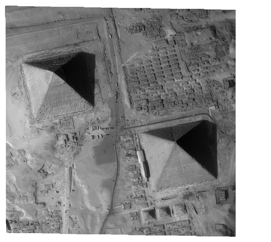 Vue en 2D des pyramides de Guizée capturées par Pleiades