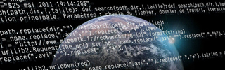 Photo d'extrait de code sur une vue planétaire