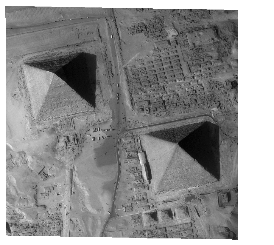 Vue en 2D des pyramides de Guizée capturées par Pleiades