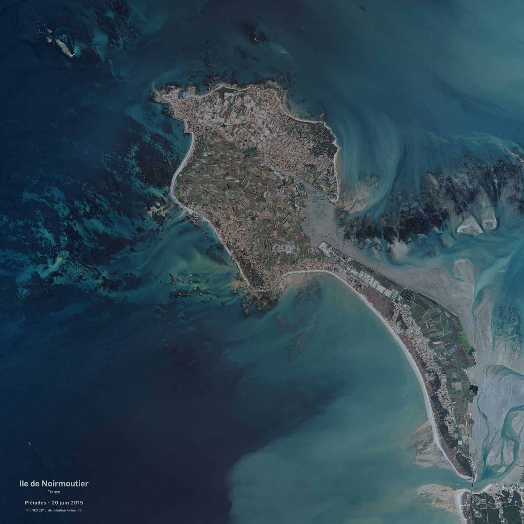 Noirmoutier vu par Pléiades depuis l’espace